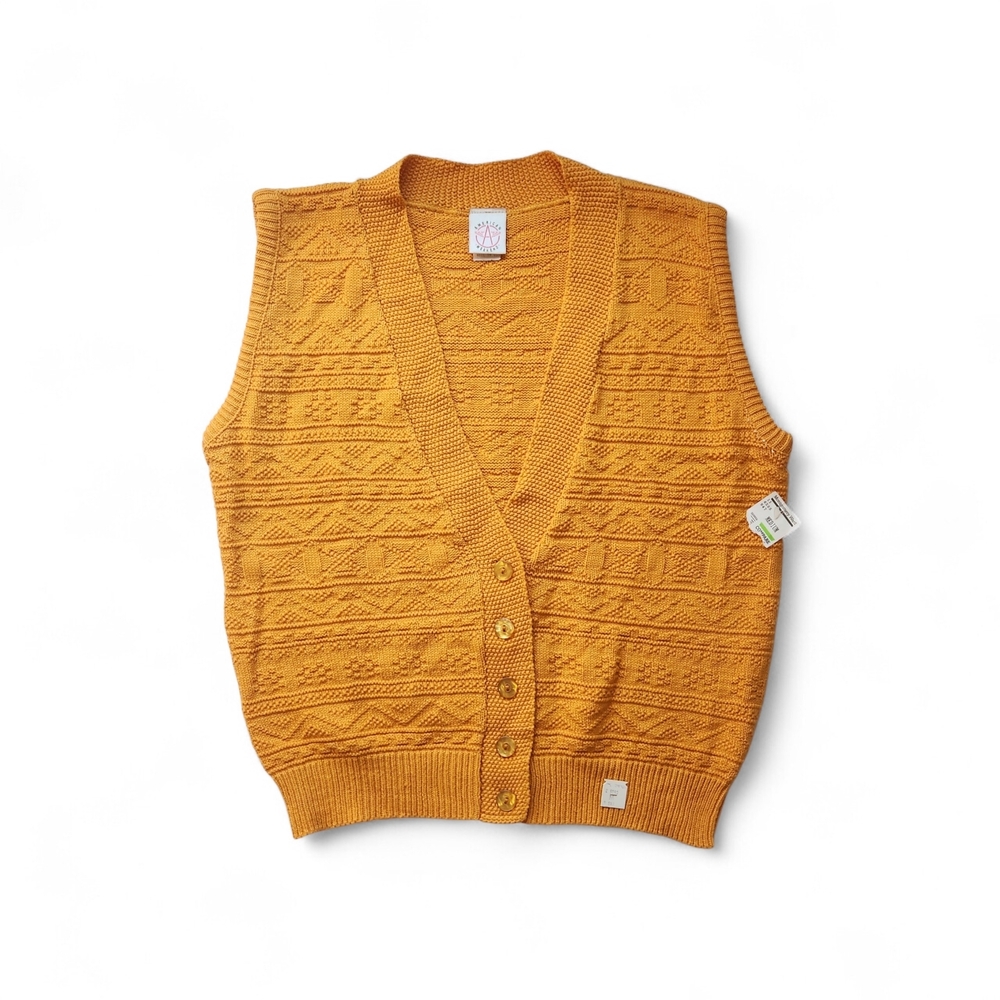 90s Vintage Mustard Yellow Knit Vest 100% Cotton